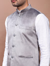 Men Solid Grey Slim Fit Nehru Jacket-AD-J-707-Grey