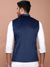 Men Solid Navy Blue Slim Fit Nehru Jacket-AD-J-707-Navyblue