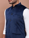 Men Solid Navy Blue Slim Fit Nehru Jacket-AD-J-707-Navyblue