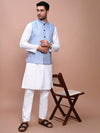 Men Woven Design Blue Slim Fit Nehru Jacket-AD-J-804-Blue