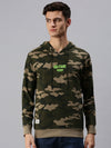 Men Hooded Camouflage Green Sweatshirt-ADJMN101-Olive