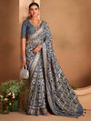 Saree Mall Women's  Blend Grey Woven Design Designer Saree With Blouse Piece-ADWTYA1003