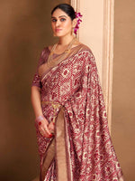 Saree Mall Women's  Blend Mauve Woven Design Designer Saree With Blouse Piece-ADWTYA1006