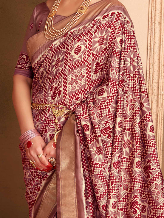 Saree Mall Women's  Blend Mauve Woven Design Designer Saree With Blouse Piece-ADWTYA1006