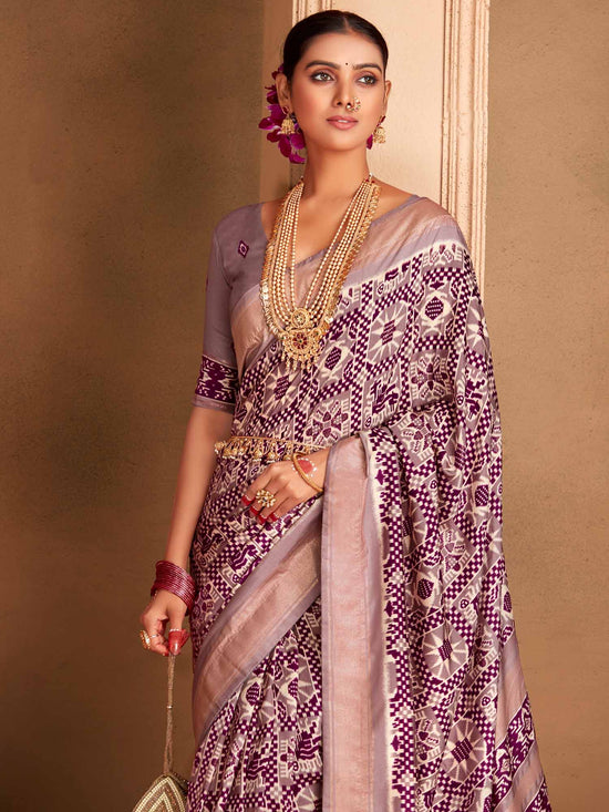 Saree Mall Women's  Blend Mauve Woven Design Designer Saree With Blouse Piece-ADWTYA1008