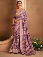 Saree Mall Women's  Blend Mauve Woven Design Designer Saree With Blouse Piece-ADWTYA1008