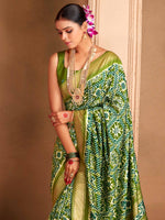 Saree Mall Women's  Blend Green Woven Design Designer Saree With Blouse Piece-ADWTYA1009