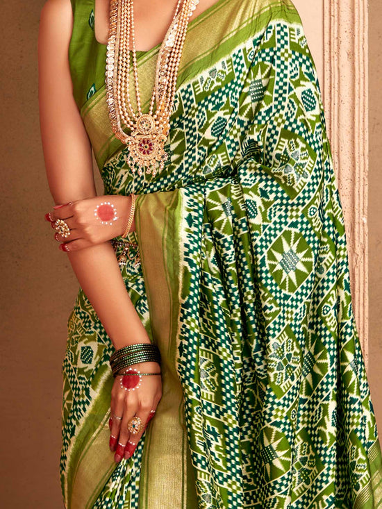 Saree Mall Women's  Blend Green Woven Design Designer Saree With Blouse Piece-ADWTYA1009