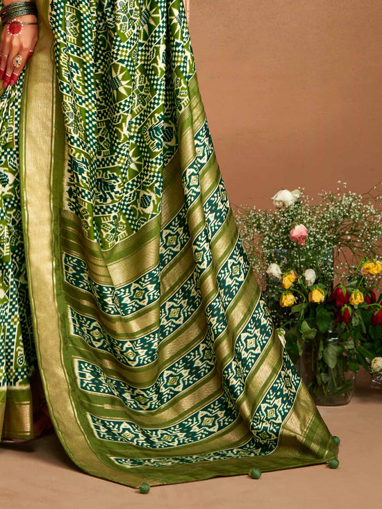 Saree Mall Women's  Blend Green Woven Design Designer Saree With Blouse Piece-ADWTYA1009