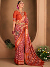 Saree Mall Women's  Blend Orange Woven Design Designer Saree With Blouse Piece-ADWTYA1012