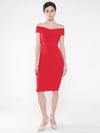 Women Solid Red Bodycon Dress-AE-001-Red