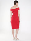 Women Solid Red Bodycon Dress-AE-001-Red