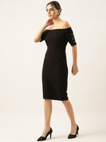 Women Solid Black Sheath Dress-AE-002-Black