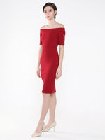 Women Solid Red Sheath Dress-AE-002-Red