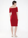 Women Solid Red Sheath Dress-AE-002-Red