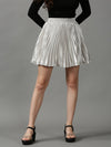 Women Solid Silver Mini Flared Skirts-AE-10390-Silver