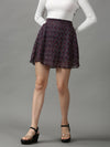 Women Floral Navy Blue Mini Flared Skirts-AE-10425-Navyblue