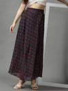 Women Floral Navy Blue Maxi Flared Skirts-AE-10426-Navyblue