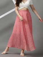 Women Floral Pink Maxi Flared Skirts-AE-10426-Pink