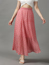 Women Floral Pink Maxi Flared Skirts-AE-10426-Pink