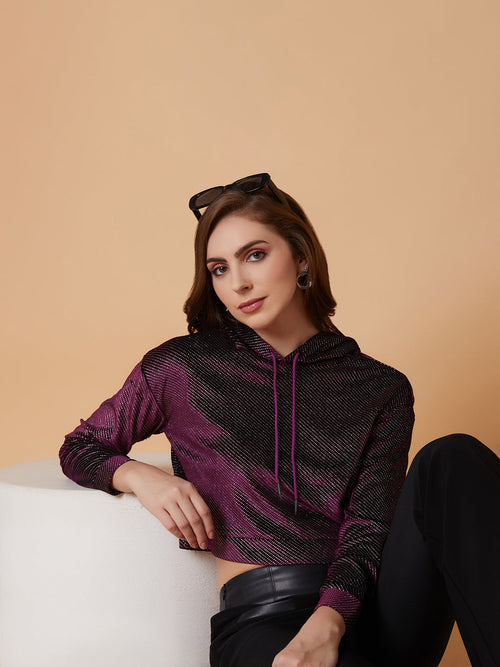 Women Solid Purple Drop Shoulder Crop Pullover-AE-10663-Purple