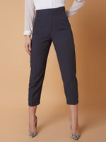 Women Pleated Solid Charcoal Formal Trousers-AE-10908A-Charcoal