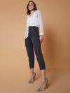 Women Pleated Solid Charcoal Formal Trousers-AE-10908A-Charcoal