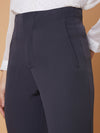 Women Pleated Solid Charcoal Formal Trousers-AE-10908A-Charcoal