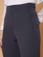 Women Pleated Solid Charcoal Formal Trousers-AE-10908A-Charcoal