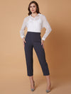 Women Pleated Solid Charcoal Formal Trousers-AE-10908A-Charcoal