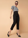 Women Pleated Solid Black Formal Trousers-AE-10908-Black