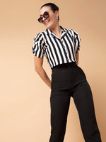 Women Pleated Solid Black Formal Trousers-AE-10908-Black