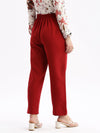 Women Flat Front Solid Maroon Formal Trousers-AE-10917-Maroon