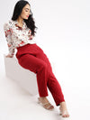 Women Flat Front Solid Maroon Formal Trousers-AE-10917-Maroon