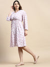 Women Puff White Floral Fit and Flare Dress-AE-15779-White