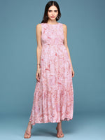 Women Pink Floral Fit and Flare Dress-AE-15786-Pink