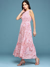 Women Pink Floral Fit and Flare Dress-AE-15786-Pink