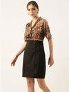 Women Graphic Brown Sheath Dress-AE-9988-Brown