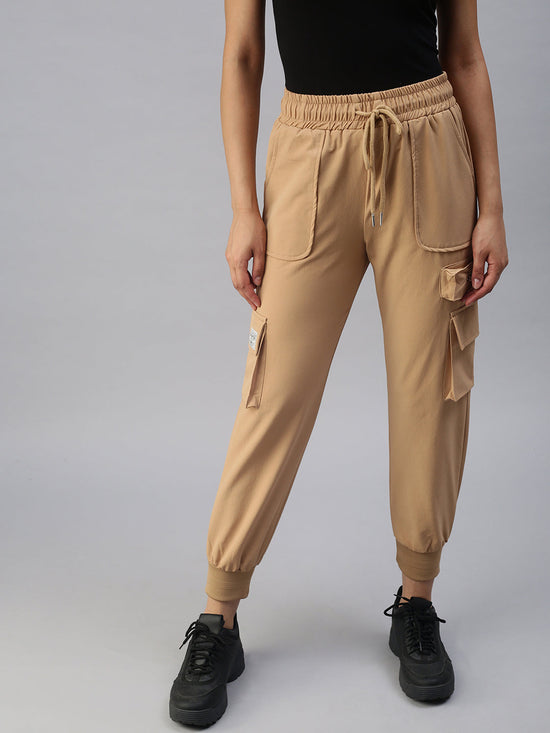 Women Solid Beige Trackpant-AF-1618-Beige