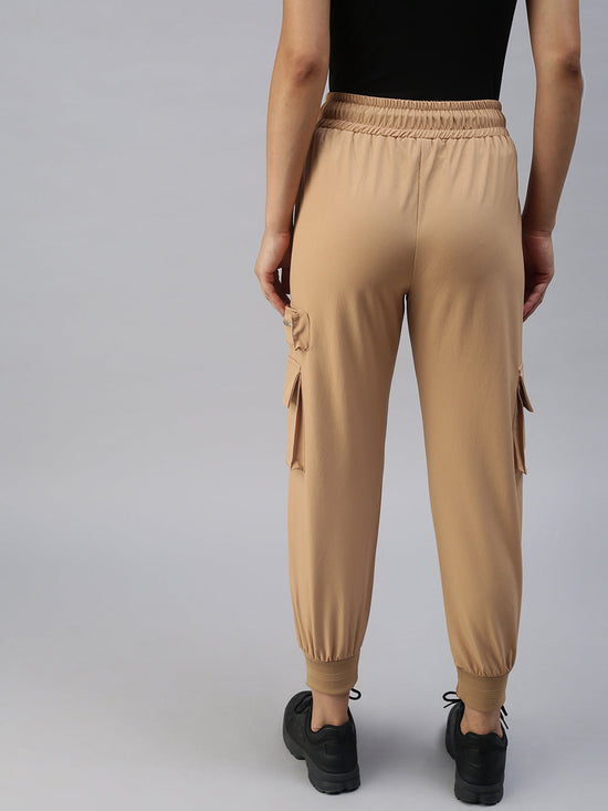 Women Solid Beige Trackpant-AF-1618-Beige