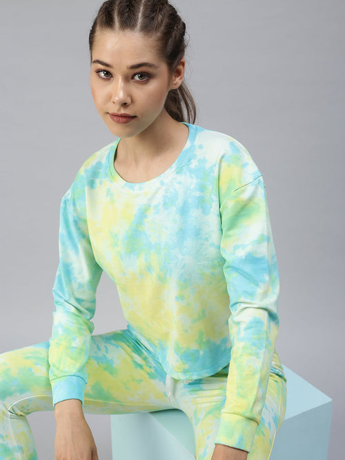 Women Tie and Dye Yellow Tracksuit-AF-1765-Yellowblue