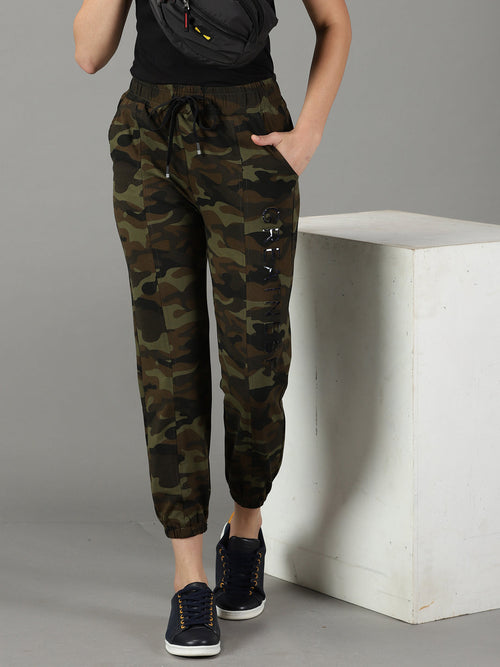 Women Camouflage Olive Trackpant-AF-1802-Olive