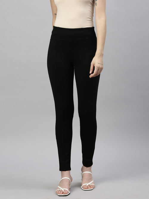 Women Solid Black Slim Fit Jeggings-AF-2269-Black