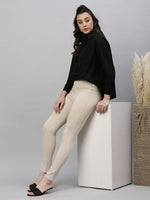 Women Solid Beige Slim Fit Jeggings-AF-2272-Beige