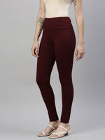 Women Solid Maroon Slim Fit Jeggings-AF-2272-Maroon