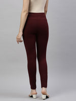 Women Solid Maroon Slim Fit Jeggings-AF-2272-Maroon