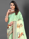 Saree Mall Women's  Blend Light Green Printed Designer Saree With Blouse Piece-AFREN101