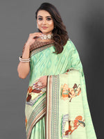 Saree Mall Women's  Blend Light Green Printed Designer Saree With Blouse Piece-AFREN101