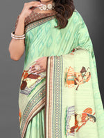 Saree Mall Women's  Blend Light Green Printed Designer Saree With Blouse Piece-AFREN101