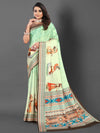 Saree Mall Women's  Blend Light Green Printed Designer Saree With Blouse Piece-AFREN101